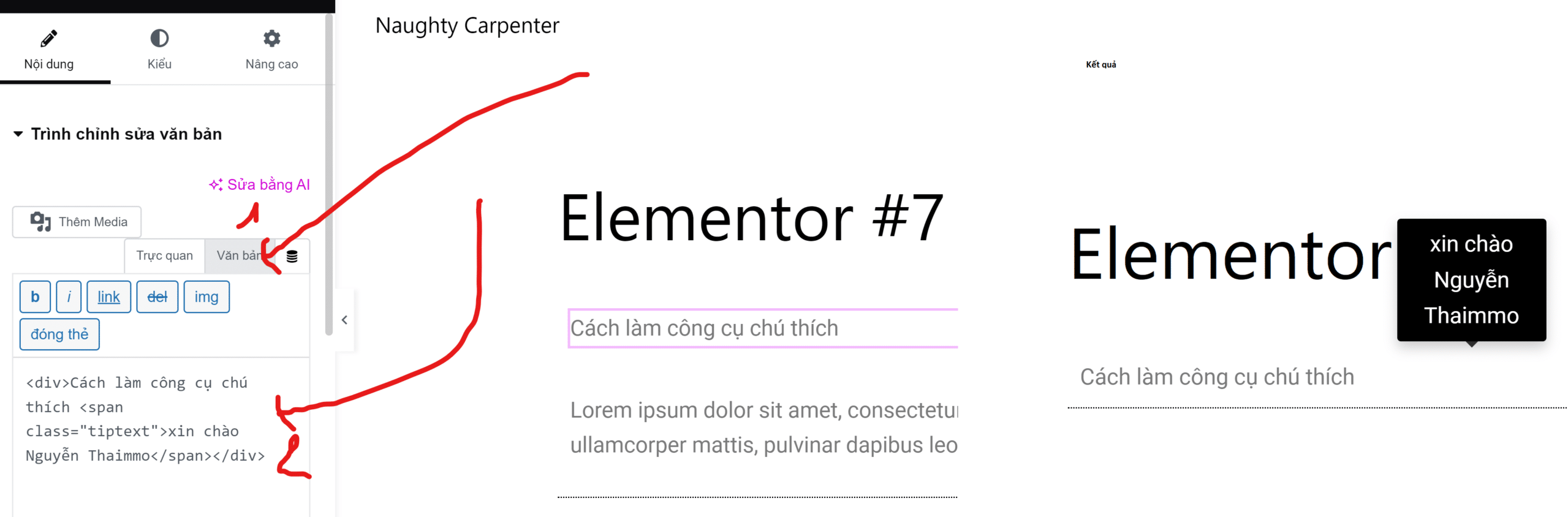 Code Hiển Thị Chú Thích Khi Hover Chuột Vào Một Thẻ Class