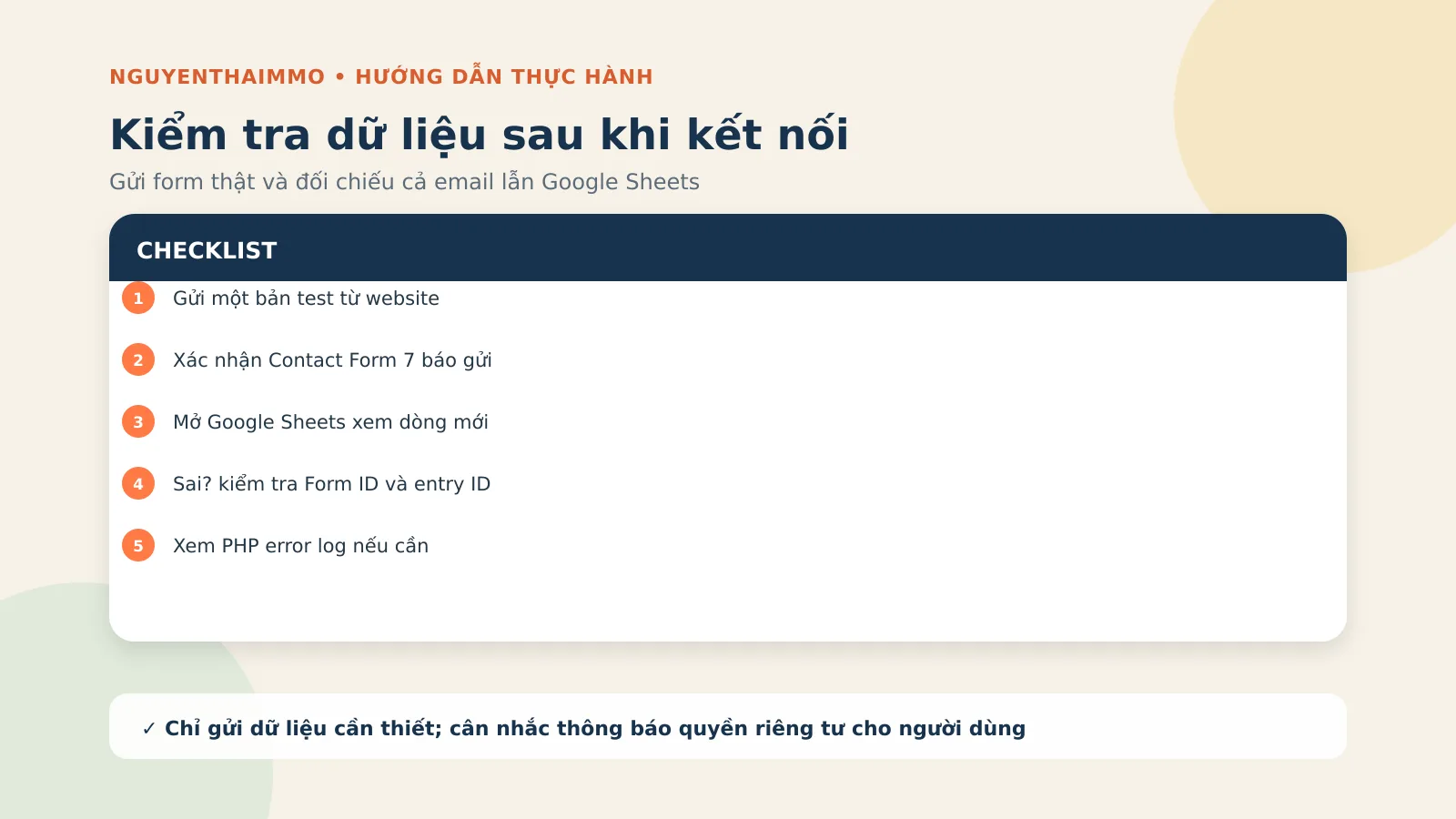 Gửi Dữ Liệu Contact Form 7 Về Google Sheets Không Plugin 6 Checklist kiểm tra dữ liệu Contact Form 7 trong Google Sheets