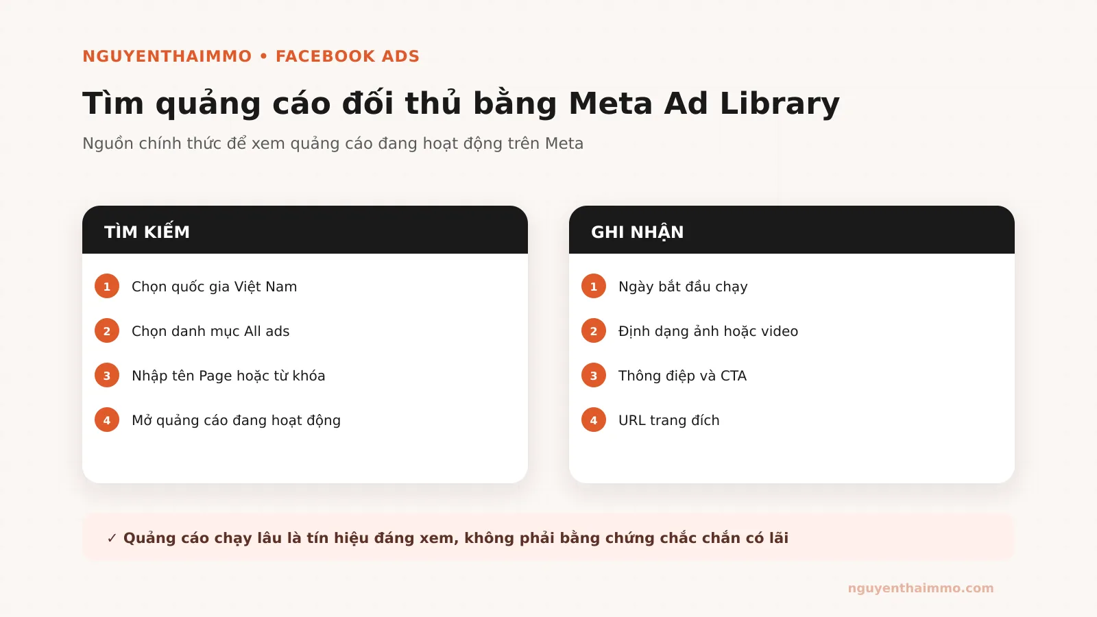 Cách Nghiên Cứu Đối Thủ Để Chạy Facebook Ads 3 Cách tìm quảng cáo đối thủ bằng Meta Ad Library — NguyenThaiMMO