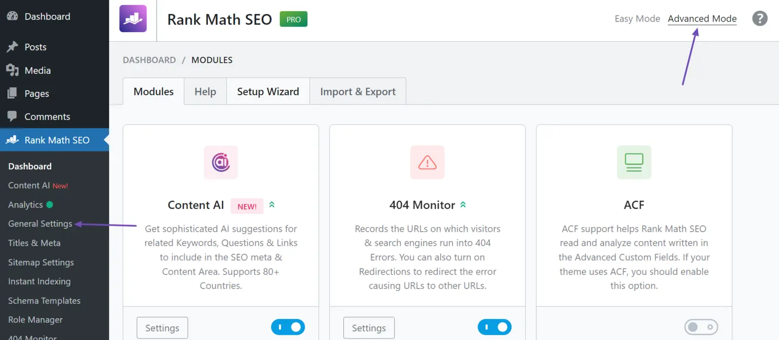 Robots.txt Là Gì? Cách Tạo File Robots.txt Chuẩn SEO 7 Bật Advanced Mode và mở General Settings trong Rank Math