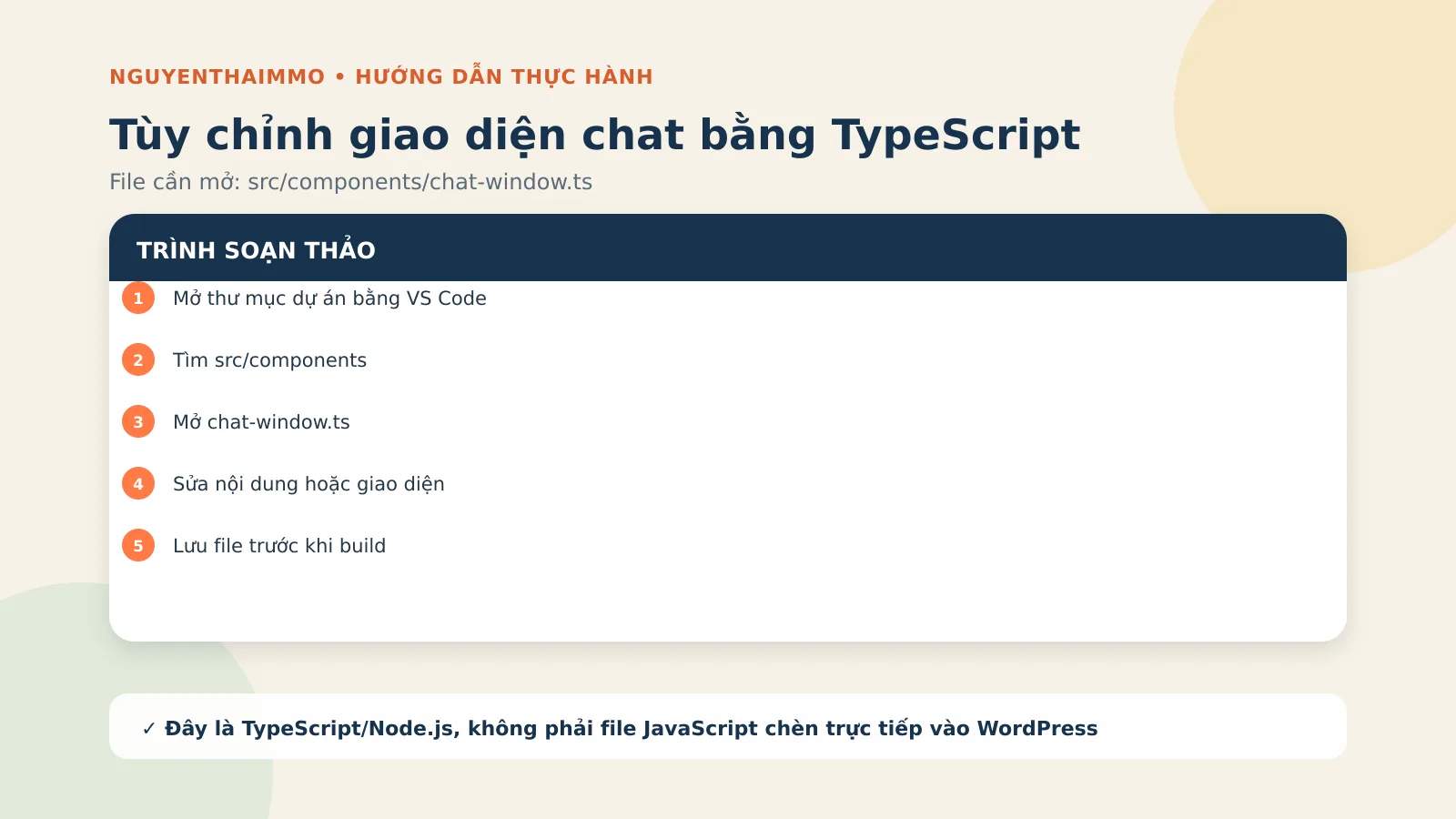 Tạo Chatbot AI WordPress Với n8n Và Cách Kiếm Tiền 3 Mở file src components chat-window.ts để tùy chỉnh chatbot