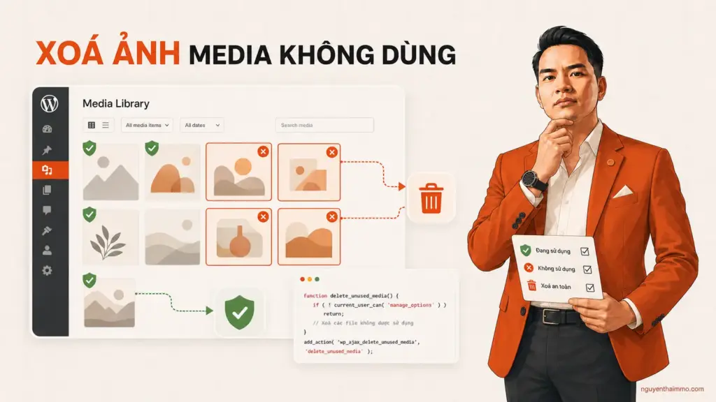 Xóa Ảnh Không Sử Dụng Trong WordPress An Toàn 2 Code xoá ảnh không sử dụng trong WordPress Media Library — NguyenThaiMMO