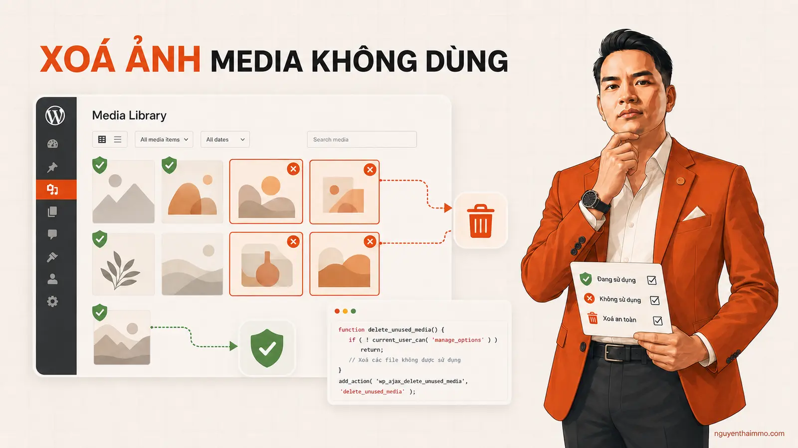 Code xoá ảnh không sử dụng trong WordPress Media Library — NguyenThaiMMO