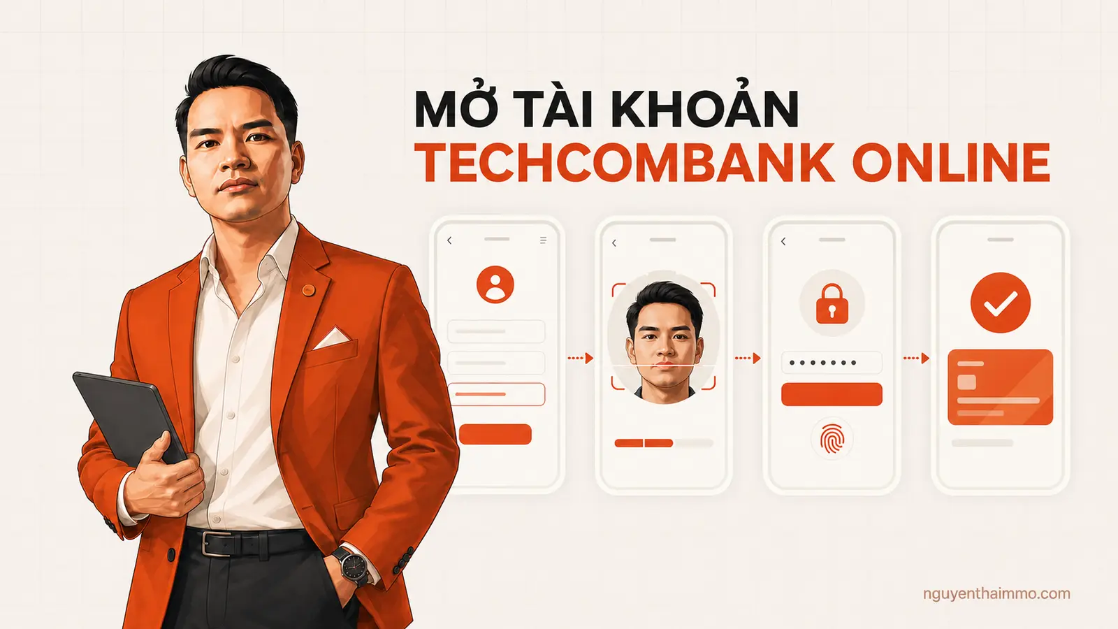 Cover mở tài khoản Techcombank online — NguyenThaiMMO