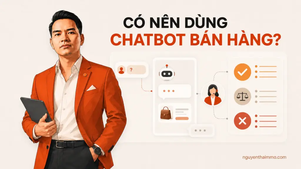 Có nên sử dụng Chat bot để bán hàng ? 7 Cover có nên dùng chatbot bán hàng — NguyenThaiMMO