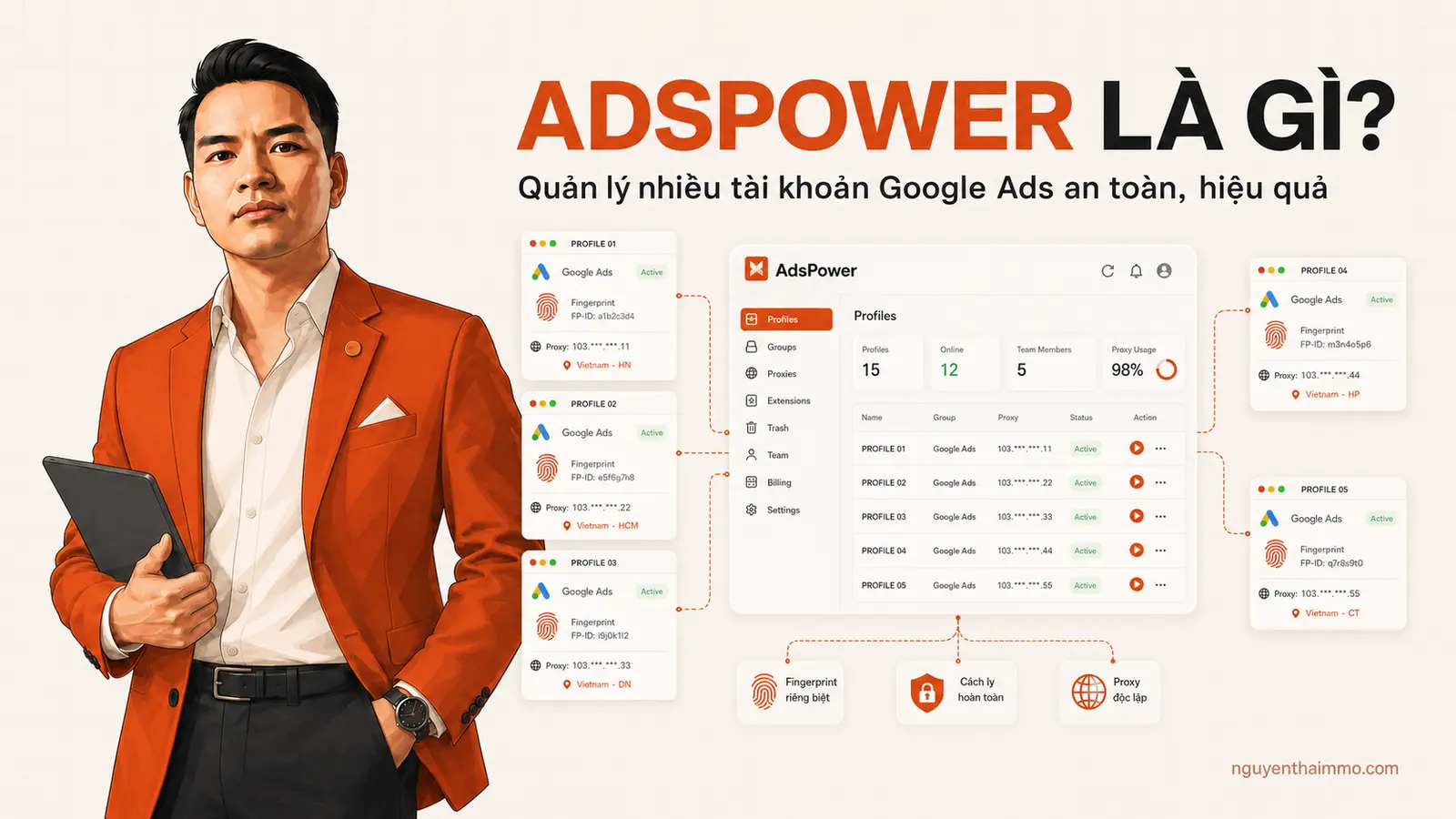 AdsPower là gì? Cách sử dụng AdsPower để tạo và quản lý nhiều tài khoản Google Ads? 16 AdsPower và cách quản lý nhiều tài khoản Google Ads an toàn — NguyenThaiMMO